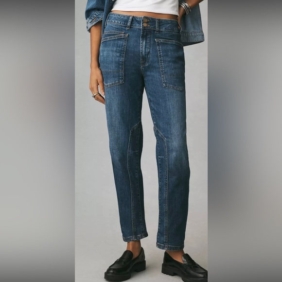 Anthropologie x Pilcro The Wanderer Mid-Blue Oversized Relaxed-Leg Jeans - Picture 4 of 15